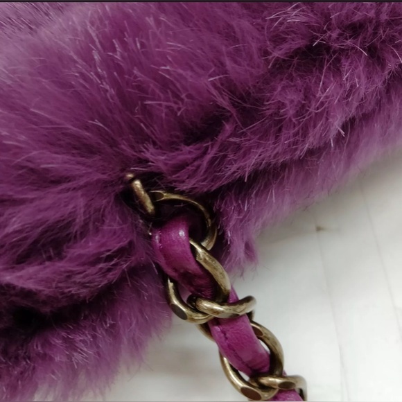 Chanel Coco Mark Purple Fur Shoulder Bag - Picture 11 of 15